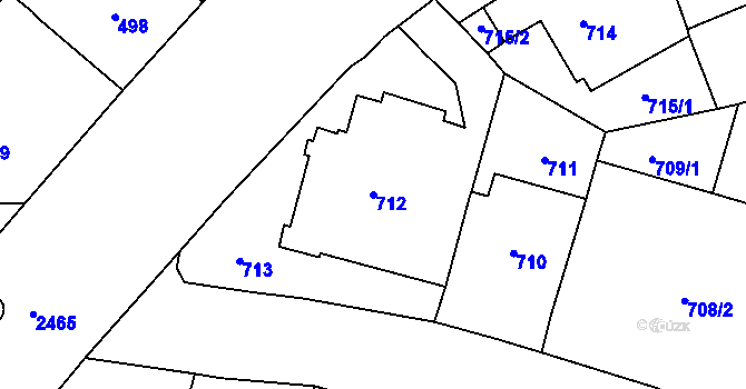 Parcela st. 712 v KÚ Vršovice, Katastrální mapa