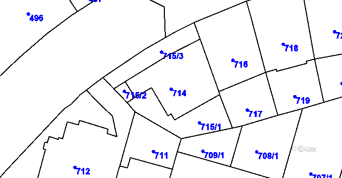 Parcela st. 714 v KÚ Vršovice, Katastrální mapa