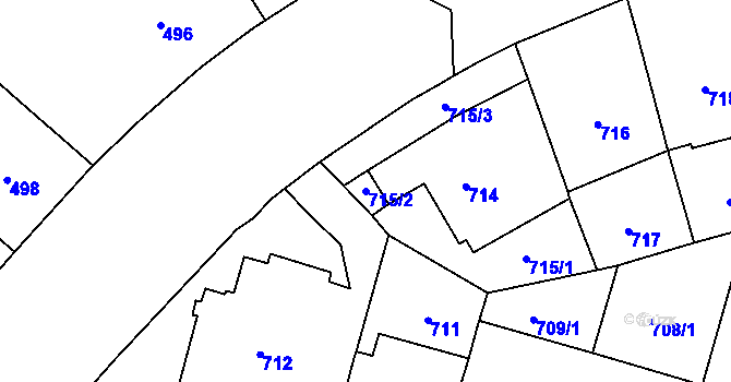 Parcela st. 715/2 v KÚ Vršovice, Katastrální mapa