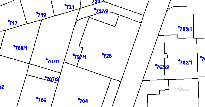 Parcela st. 726 v KÚ Vršovice, Katastrální mapa