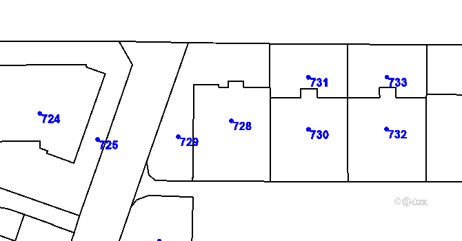 Parcela st. 728 v KÚ Vršovice, Katastrální mapa