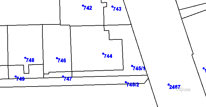 Parcela st. 744 v KÚ Vršovice, Katastrální mapa