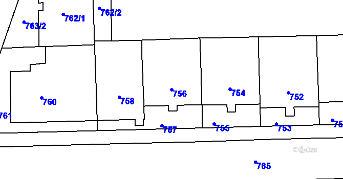 Parcela st. 756 v KÚ Vršovice, Katastrální mapa