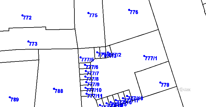 Parcela st. 777/3 v KÚ Vršovice, Katastrální mapa