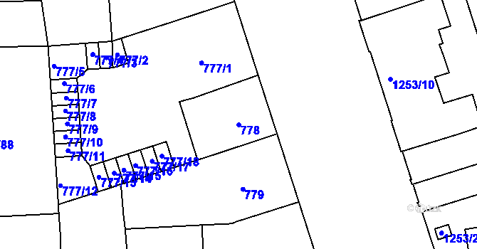 Parcela st. 778 v KÚ Vršovice, Katastrální mapa