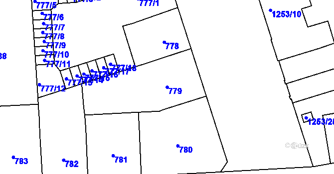 Parcela st. 779 v KÚ Vršovice, Katastrální mapa
