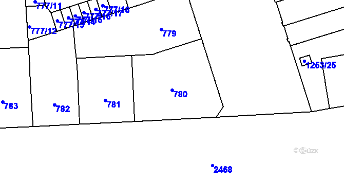 Parcela st. 780 v KÚ Vršovice, Katastrální mapa