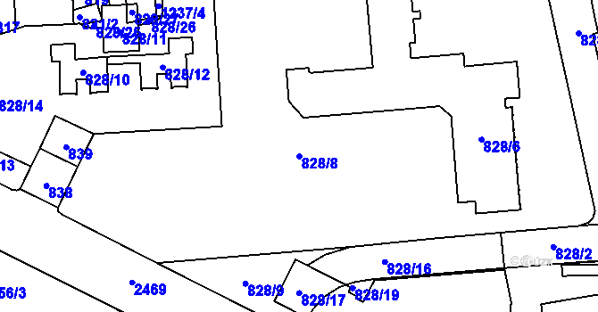Parcela st. 828/8 v KÚ Vršovice, Katastrální mapa