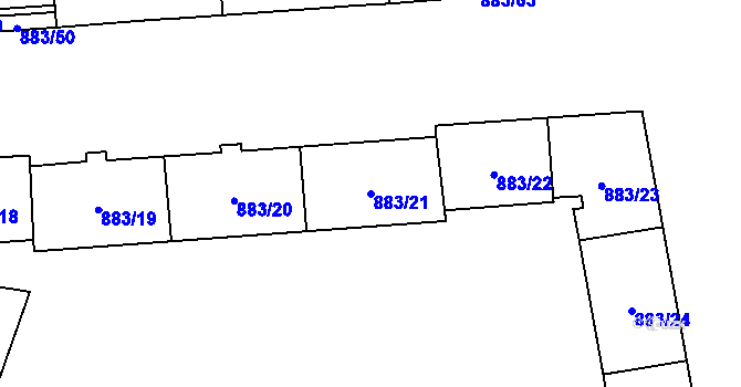 Parcela st. 883/21 v KÚ Vršovice, Katastrální mapa