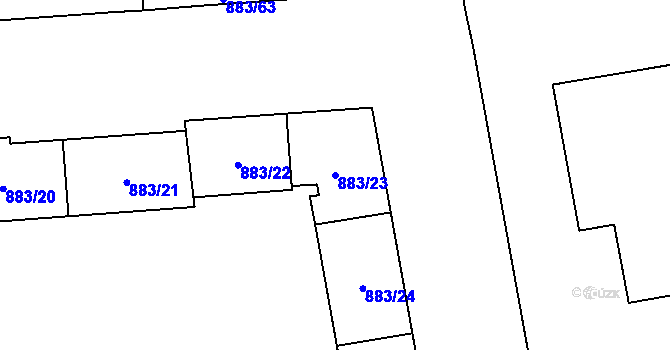 Parcela st. 883/23 v KÚ Vršovice, Katastrální mapa