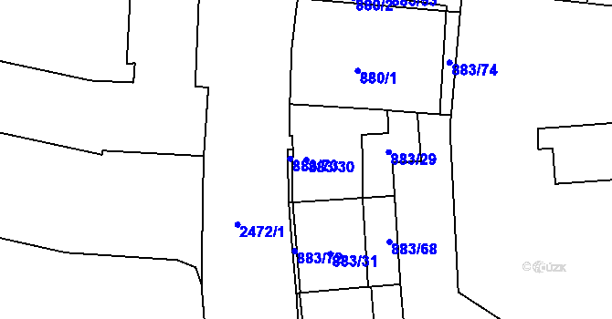 Parcela st. 883/30 v KÚ Vršovice, Katastrální mapa