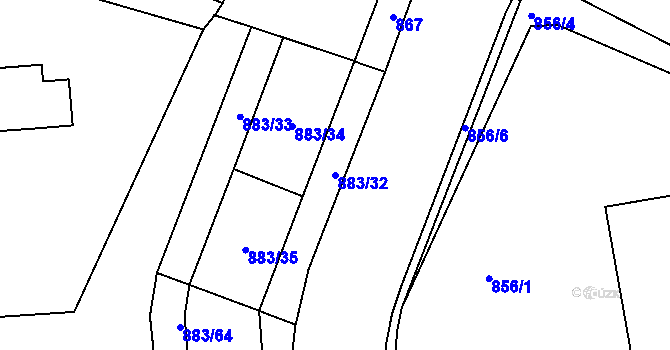 Parcela st. 883/32 v KÚ Vršovice, Katastrální mapa