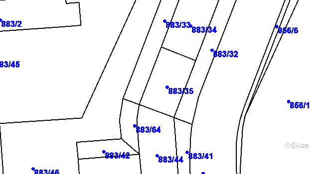 Parcela st. 883/35 v KÚ Vršovice, Katastrální mapa