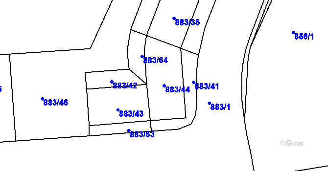 Parcela st. 883/44 v KÚ Vršovice, Katastrální mapa
