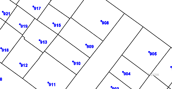 Parcela st. 909 v KÚ Vršovice, Katastrální mapa