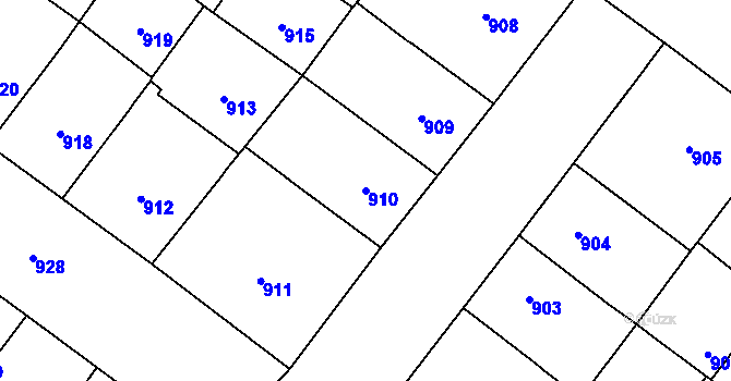 Parcela st. 910 v KÚ Vršovice, Katastrální mapa