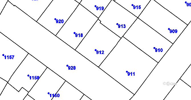 Parcela st. 912 v KÚ Vršovice, Katastrální mapa