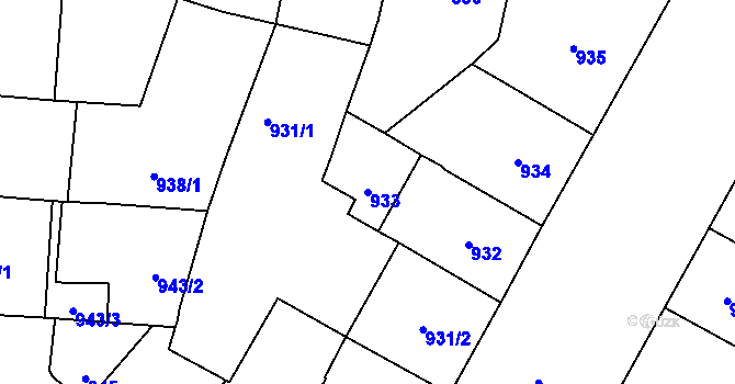 Parcela st. 933 v KÚ Vršovice, Katastrální mapa