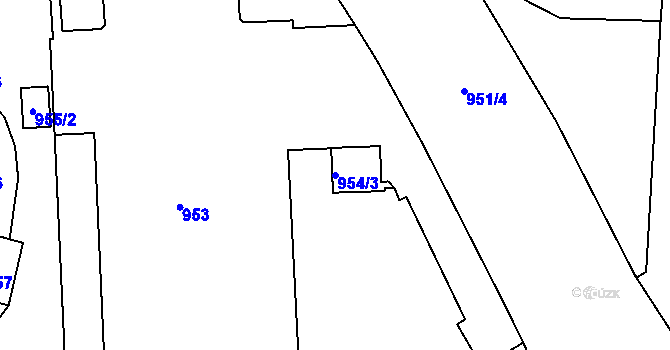 Parcela st. 954/3 v KÚ Vršovice, Katastrální mapa
