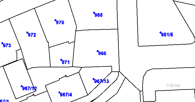 Parcela st. 966 v KÚ Vršovice, Katastrální mapa