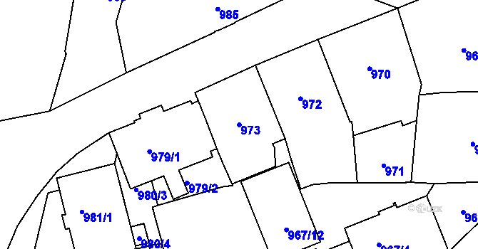 Parcela st. 973 v KÚ Vršovice, Katastrální mapa