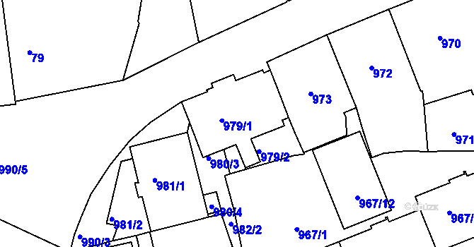 Parcela st. 979/1 v KÚ Vršovice, Katastrální mapa