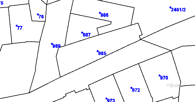 Parcela st. 985 v KÚ Vršovice, Katastrální mapa