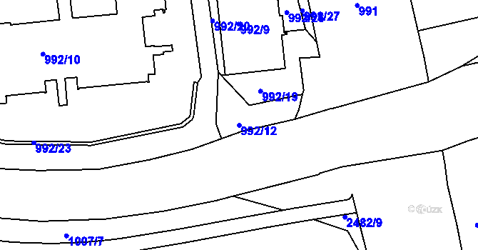 Parcela st. 992/12 v KÚ Vršovice, Katastrální mapa