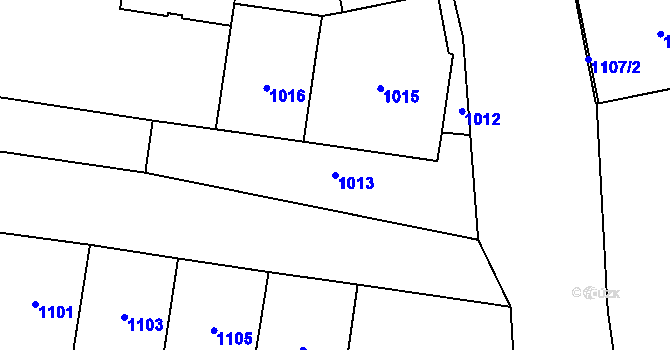 Parcela st. 1013 v KÚ Vršovice, Katastrální mapa
