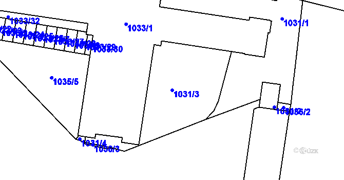 Parcela st. 1031/3 v KÚ Vršovice, Katastrální mapa
