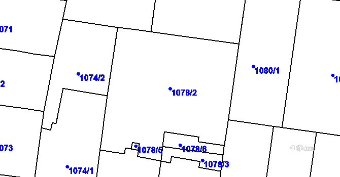Parcela st. 1078/2 v KÚ Vršovice, Katastrální mapa