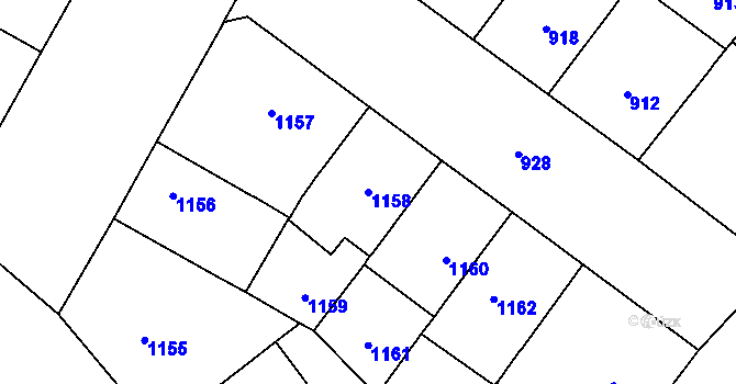 Parcela st. 1158 v KÚ Vršovice, Katastrální mapa