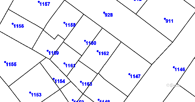 Parcela st. 1162 v KÚ Vršovice, Katastrální mapa