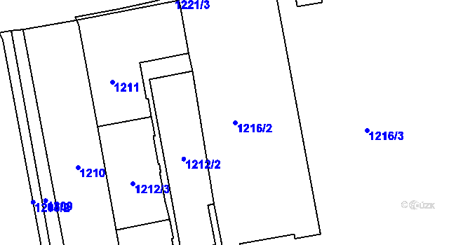 Parcela st. 1216/2 v KÚ Vršovice, Katastrální mapa