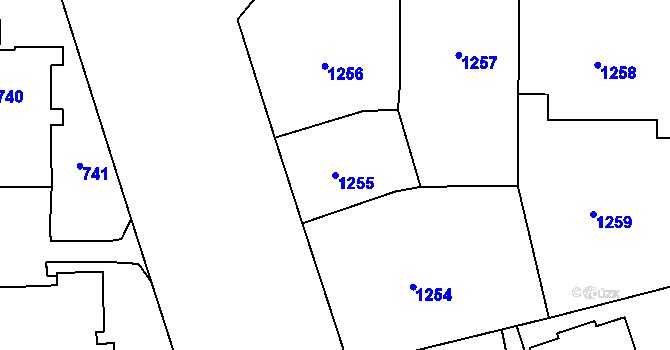 Parcela st. 1255 v KÚ Vršovice, Katastrální mapa