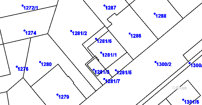 Parcela st. 1281/1 v KÚ Vršovice, Katastrální mapa