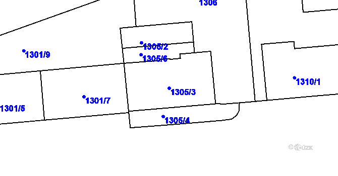 Parcela st. 1305/3 v KÚ Vršovice, Katastrální mapa