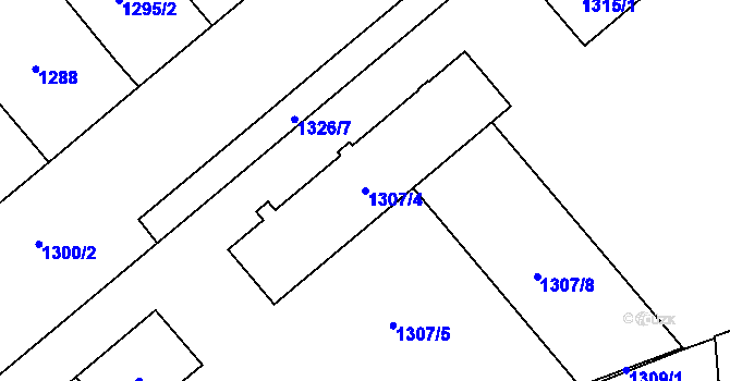 Parcela st. 1307/4 v KÚ Vršovice, Katastrální mapa