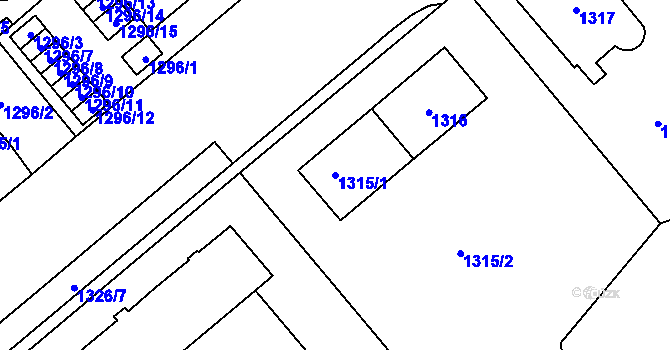 Parcela st. 1315/1 v KÚ Vršovice, Katastrální mapa