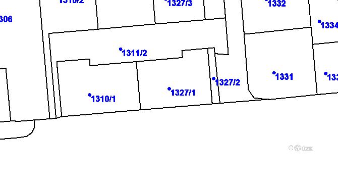 Parcela st. 1327/1 v KÚ Vršovice, Katastrální mapa