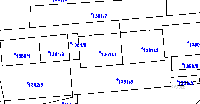 Parcela st. 1361/3 v KÚ Vršovice, Katastrální mapa