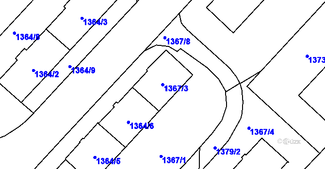 Parcela st. 1367/3 v KÚ Vršovice, Katastrální mapa