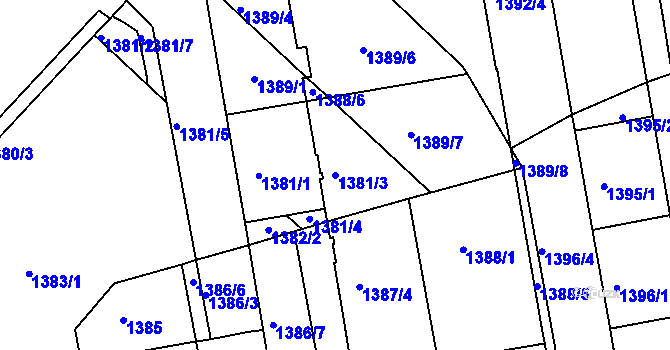 Parcela st. 1381/3 v KÚ Vršovice, Katastrální mapa