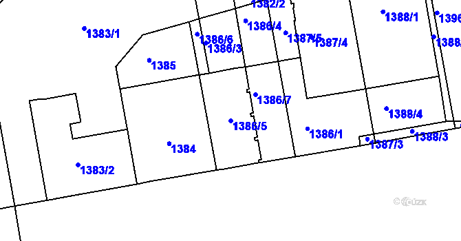 Parcela st. 1386/5 v KÚ Vršovice, Katastrální mapa