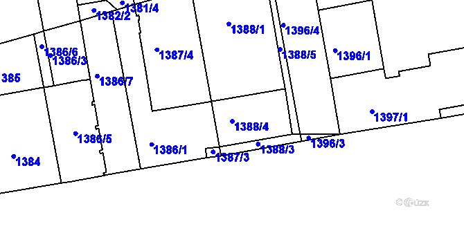 Parcela st. 1388/4 v KÚ Vršovice, Katastrální mapa