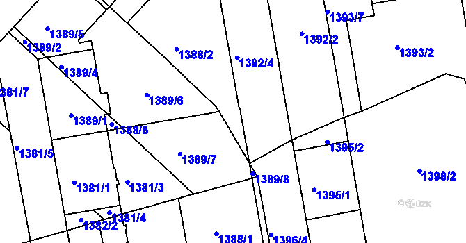 Parcela st. 1393/5 v KÚ Vršovice, Katastrální mapa