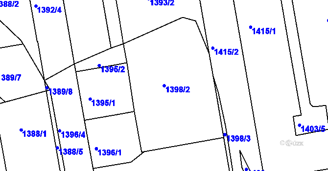 Parcela st. 1398/2 v KÚ Vršovice, Katastrální mapa