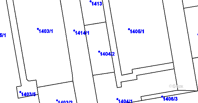 Parcela st. 1404/2 v KÚ Vršovice, Katastrální mapa