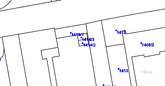 Parcela st. 1414/2 v KÚ Vršovice, Katastrální mapa