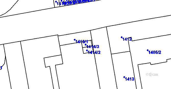 Parcela st. 1414/3 v KÚ Vršovice, Katastrální mapa